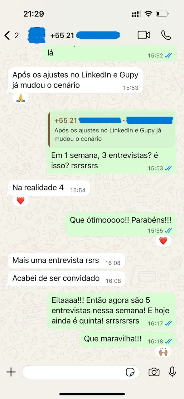 Resultado - Convites para entrevistas